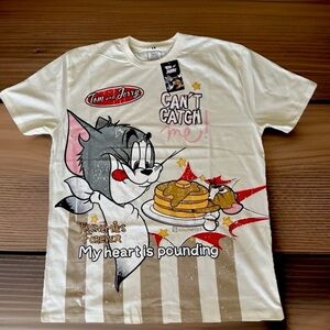 🔥SOUTH POLE Tom & Jerry |T-Shirt L Beige |"Frenemies Forever "| Graphic Tee NWT